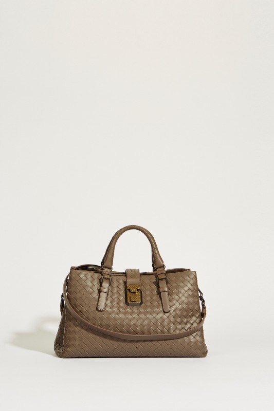 Geflochtene Tasche 'Roma Medium' Taupe