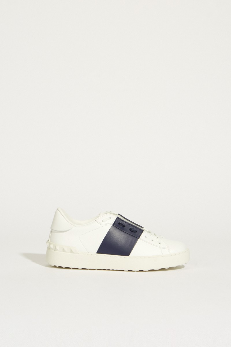 Sneaker mit Nieten-Details Weiß/Marineblau