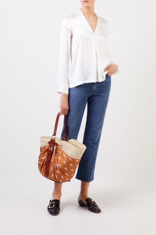 Her Shirt Seiden-Bluse 'Bailey' mit V-Neck Crème
