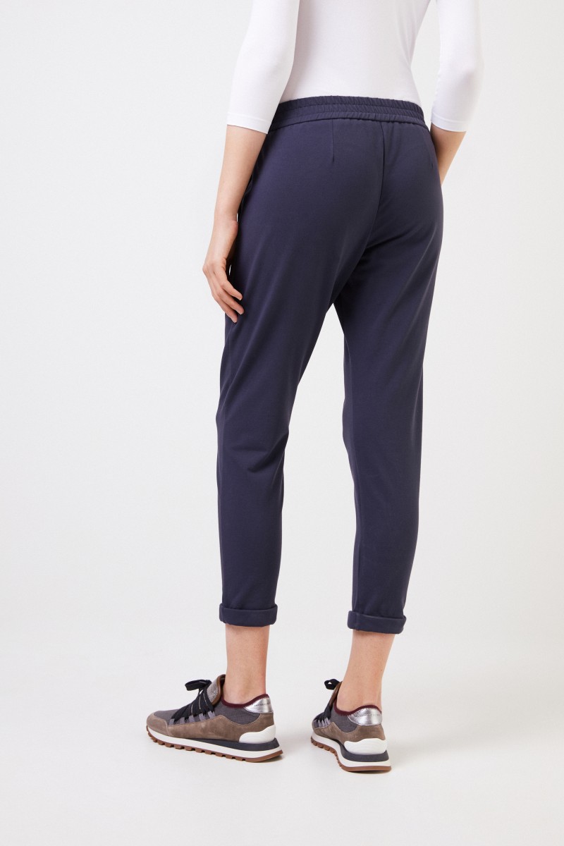 Brunello Cucinelli Baumwoll-Jogginghose mit Perlenverzierung Blau