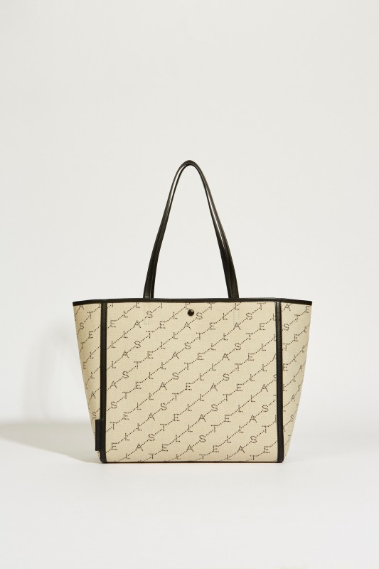 Tote Bag mit Monogramm Sand/Schwarz