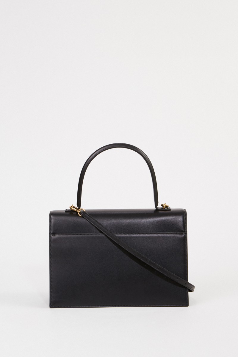 Leder-Tasche mit Logo Schwarz