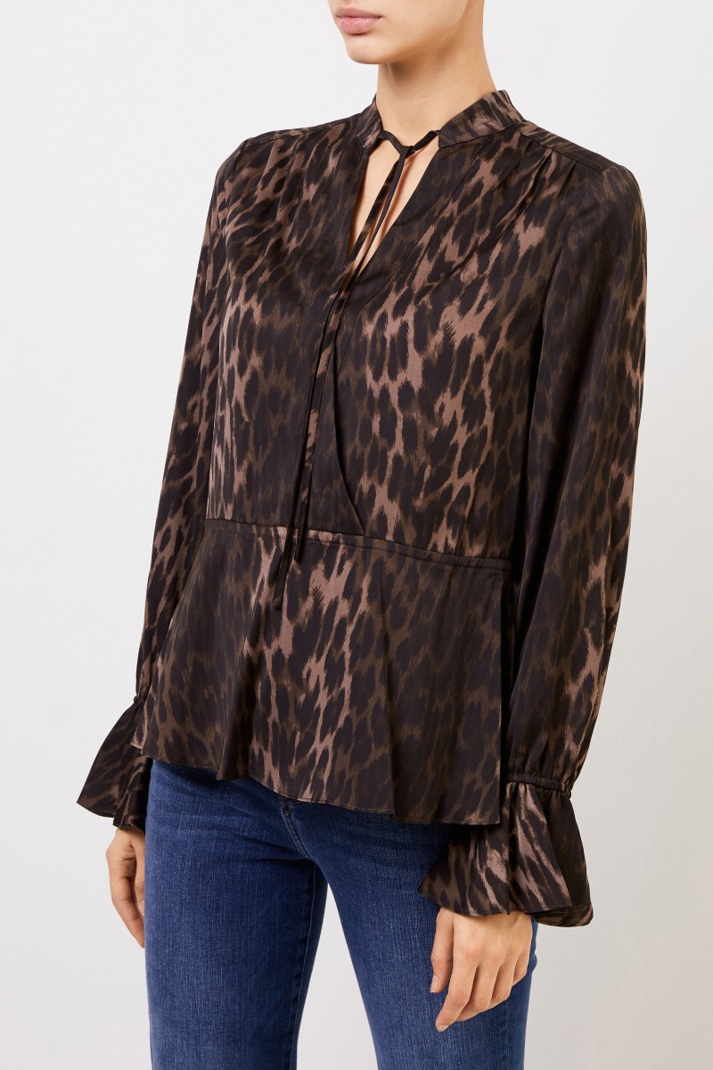 Bluse mit Animalprint Braun