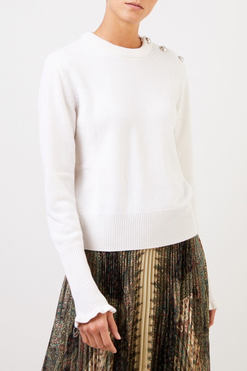 Chloé Cashmere-Pullover mit Logo-Knöpfen Iconic Milk