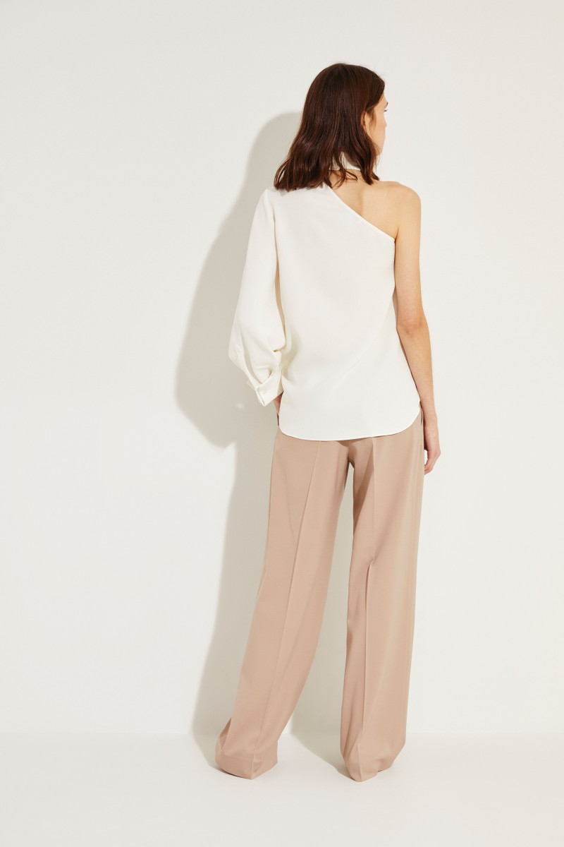 Seiden-Bluse mit Blumendetail Créme