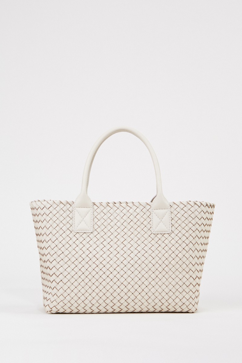 Bottega Veneta Geflochtener Leder-Shopper Weiß