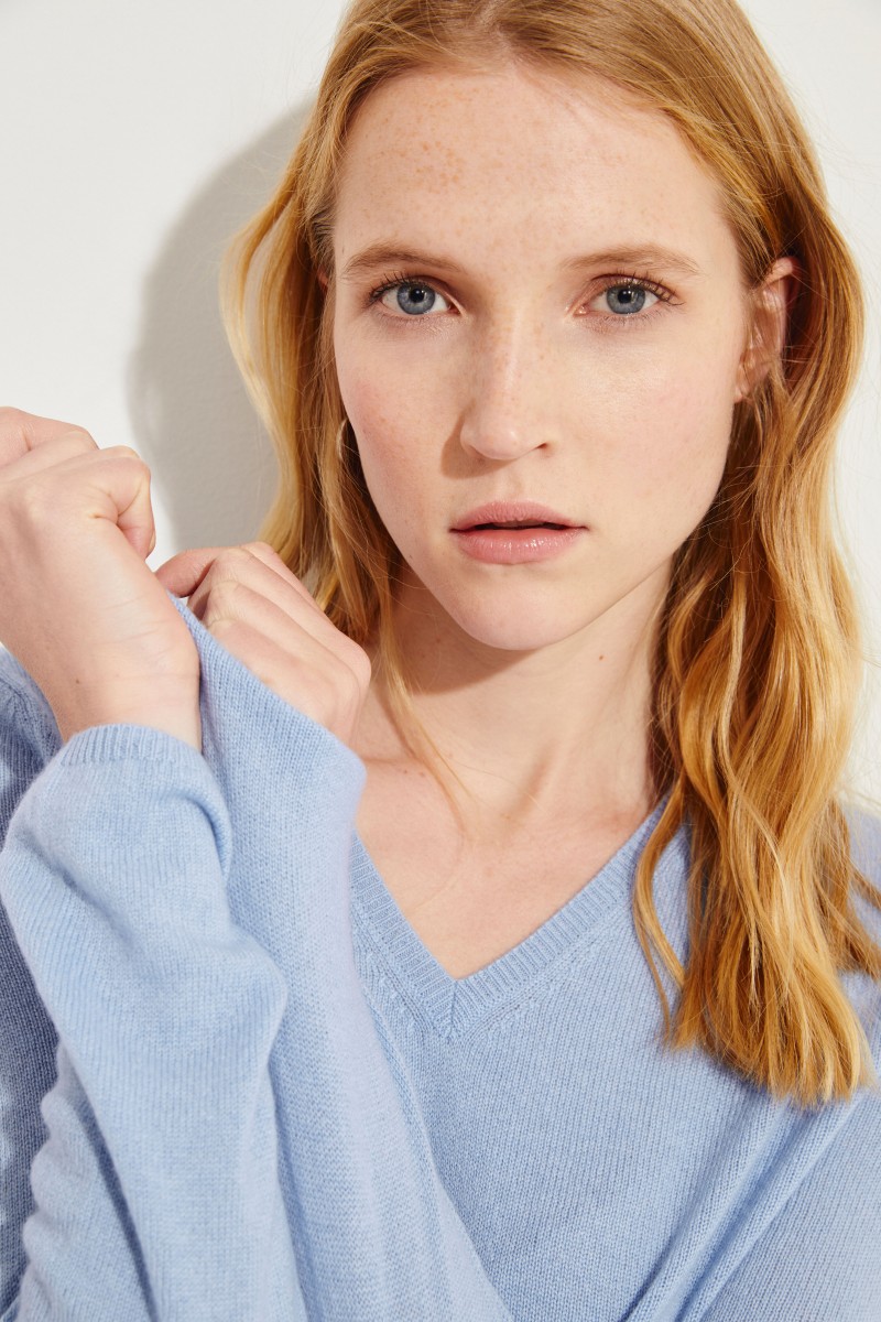 Cashmere-Pullover 'Candice' mit V-Neck Blau