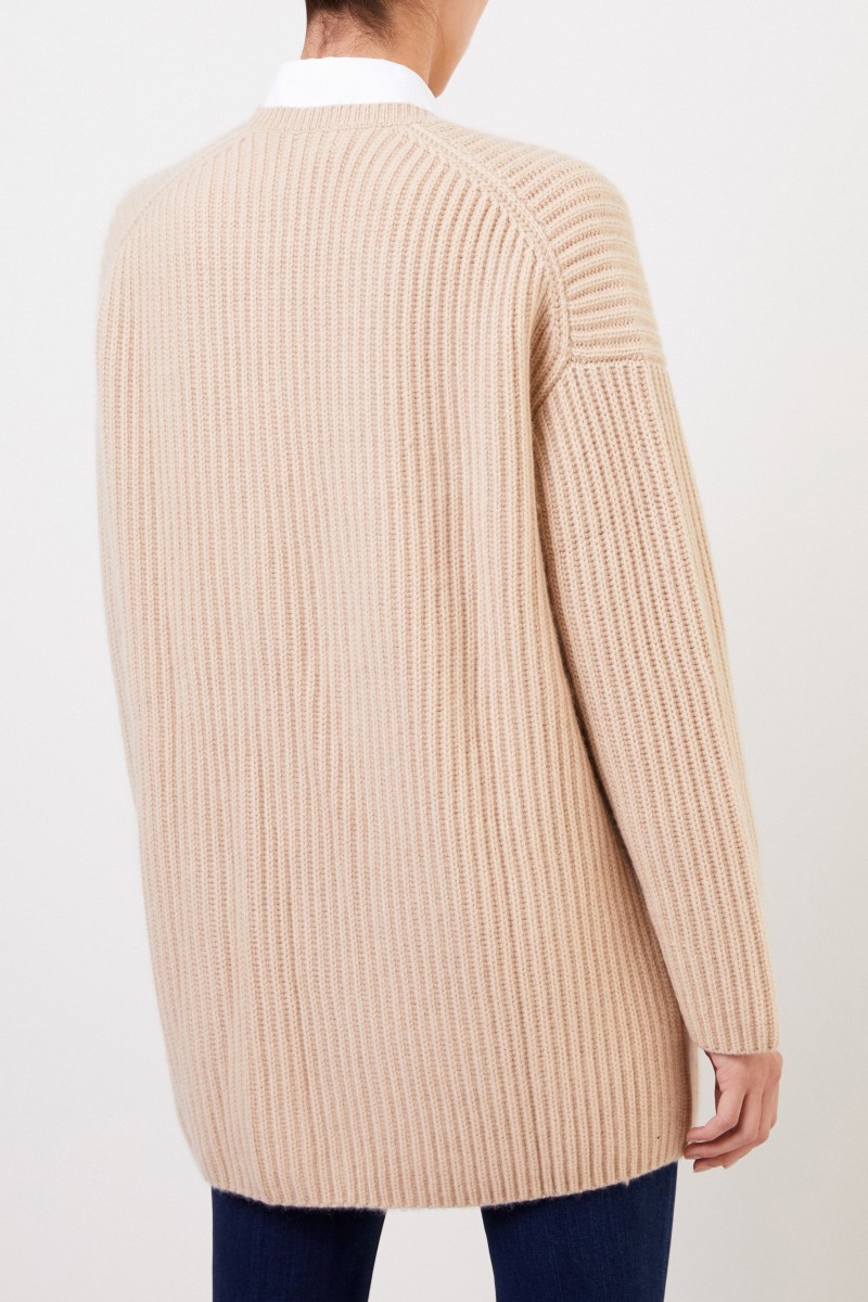 Allude Langer Cashmere-Cardigan Camel