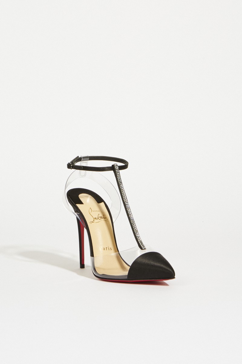 Satin-Pump 'Nosy Strass' Schwarz