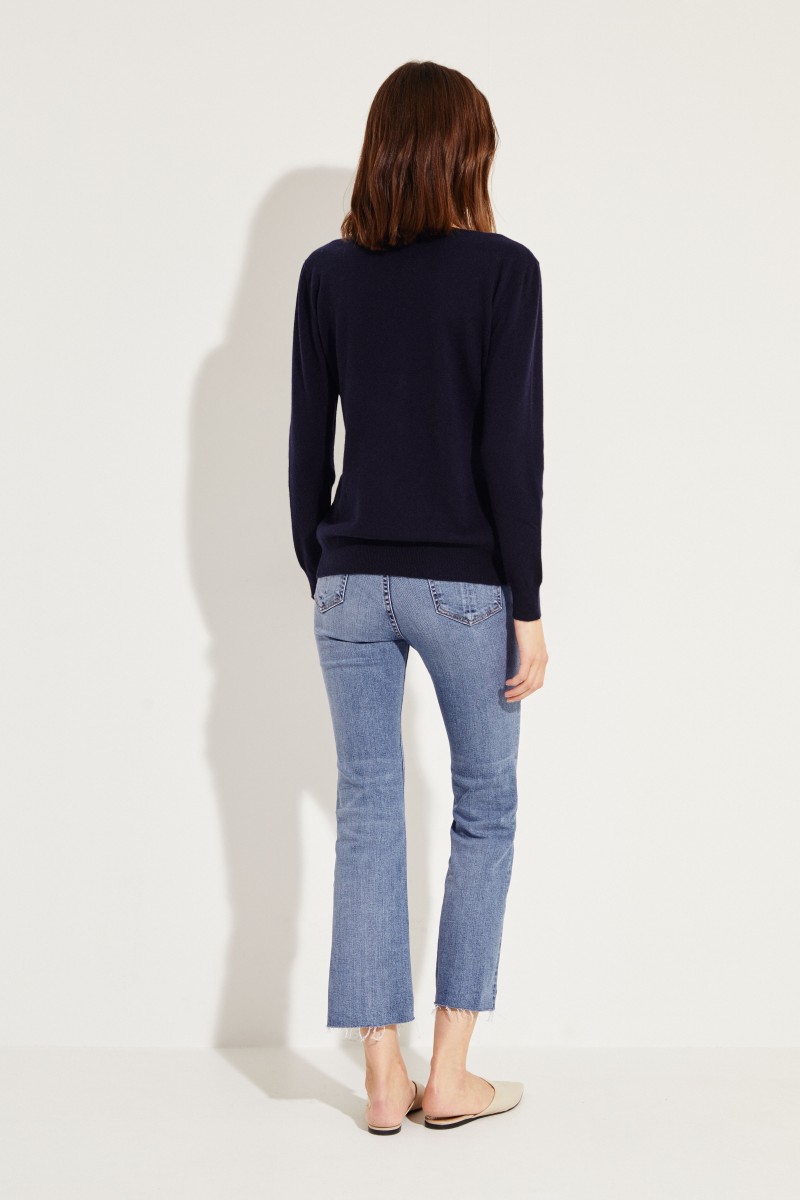 V-Neck Cashmere-Pullover Marineblau