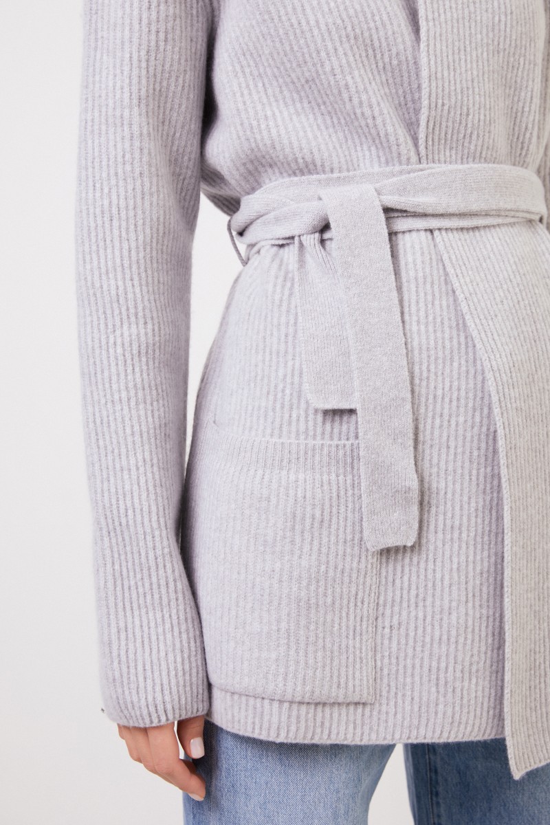 Brock Collection Woll-Cashmere-Cardigan mit Gürtel Grau