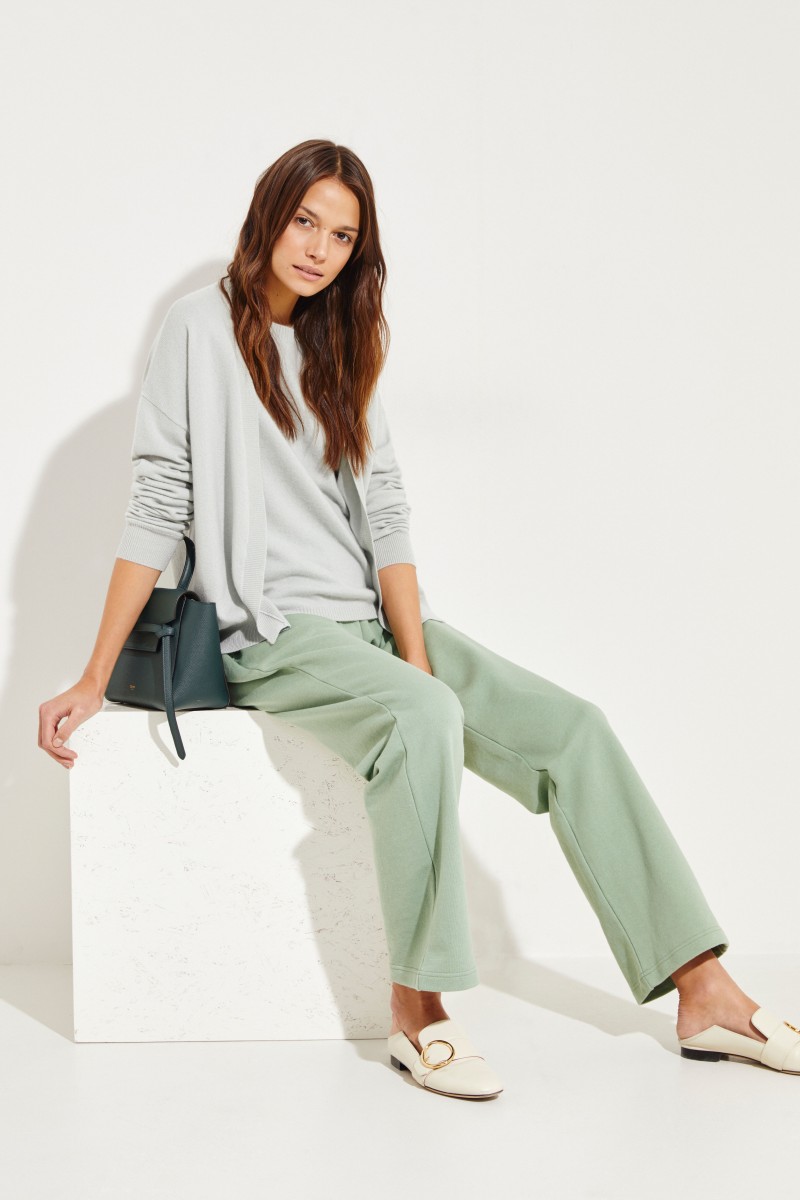 Kurzarm Cashmere-Pullover Salbei