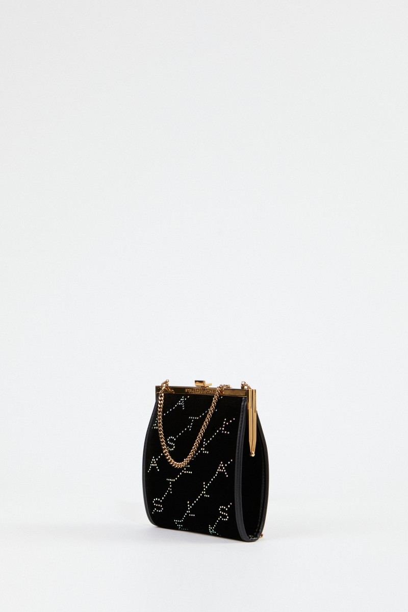 Stella McCartney Samt-Tasche 'Mini Frame Bag' Schwarz