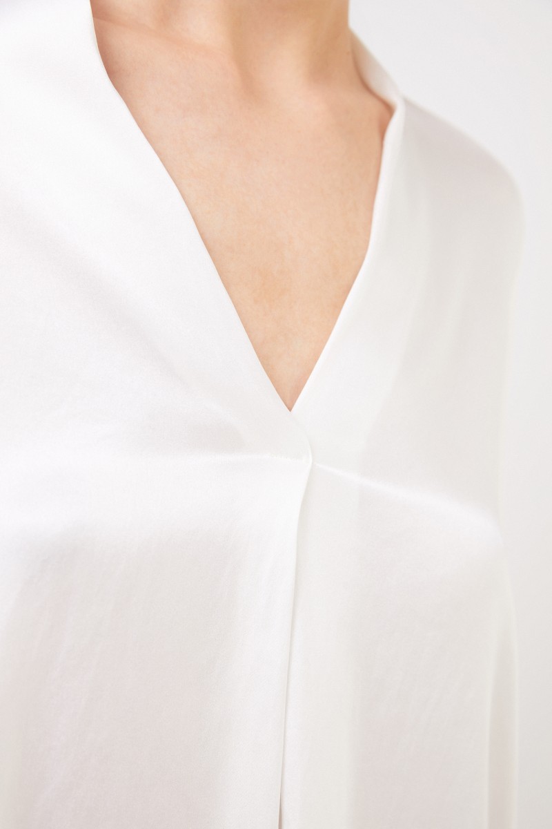 Her Shirt Seiden-Bluse 'Bailey' mit V-Neck Crème