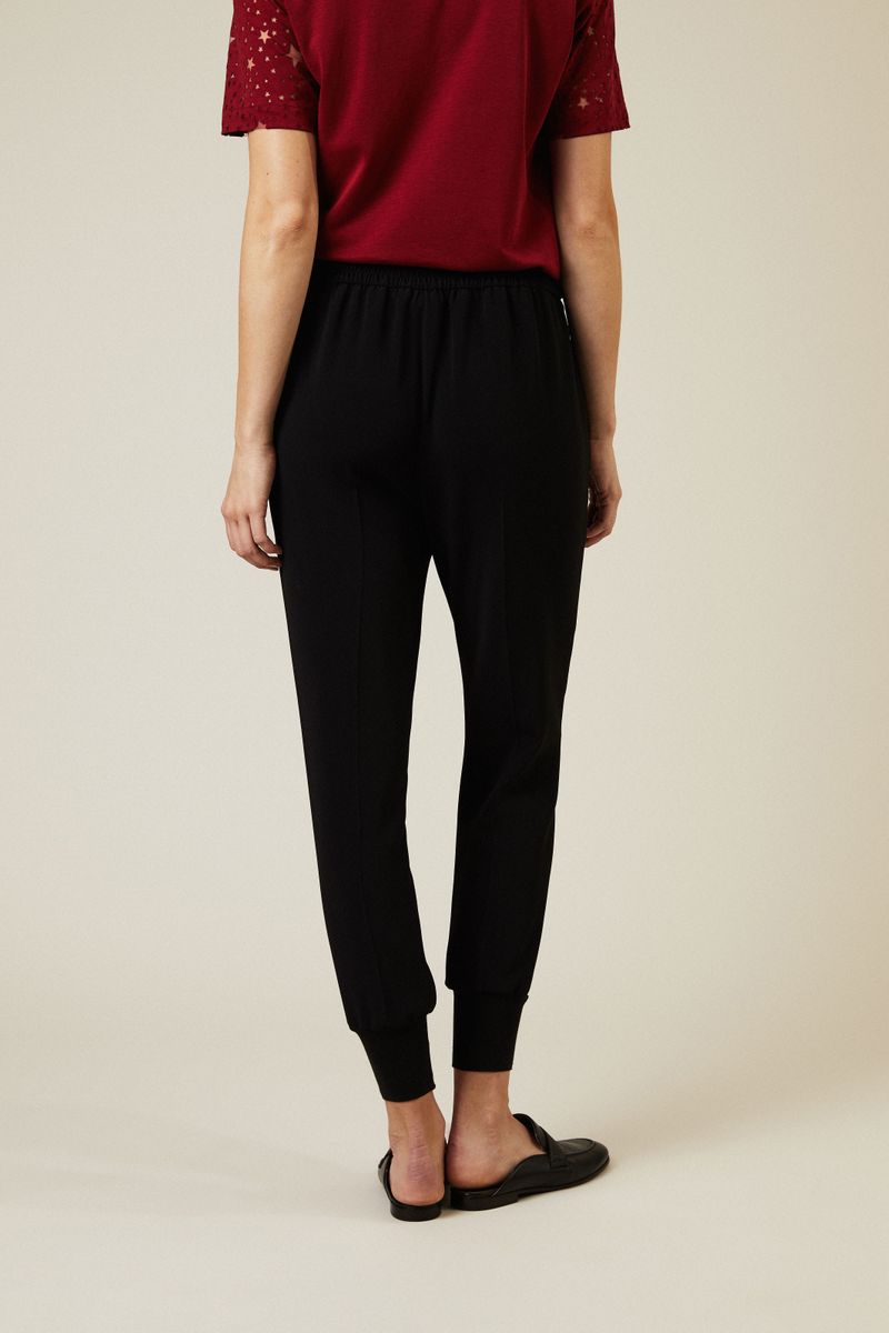 Hose mit Strickbündchen Schwarz