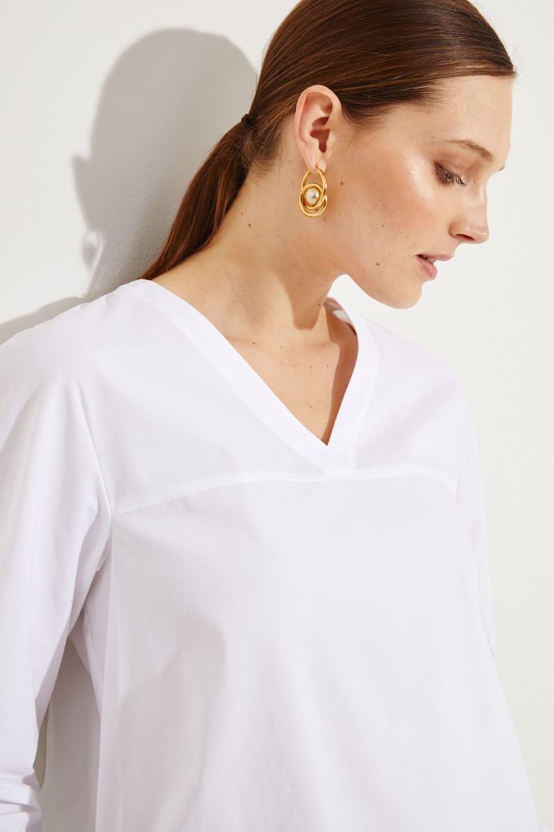 Baumwoll-Bluse mit Rüschendetails Weiß