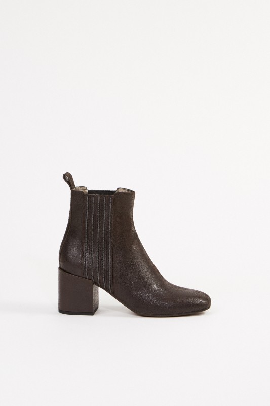 Brunello Cucinelli Leder-Stiefelette mit Perlenverzierung Braun