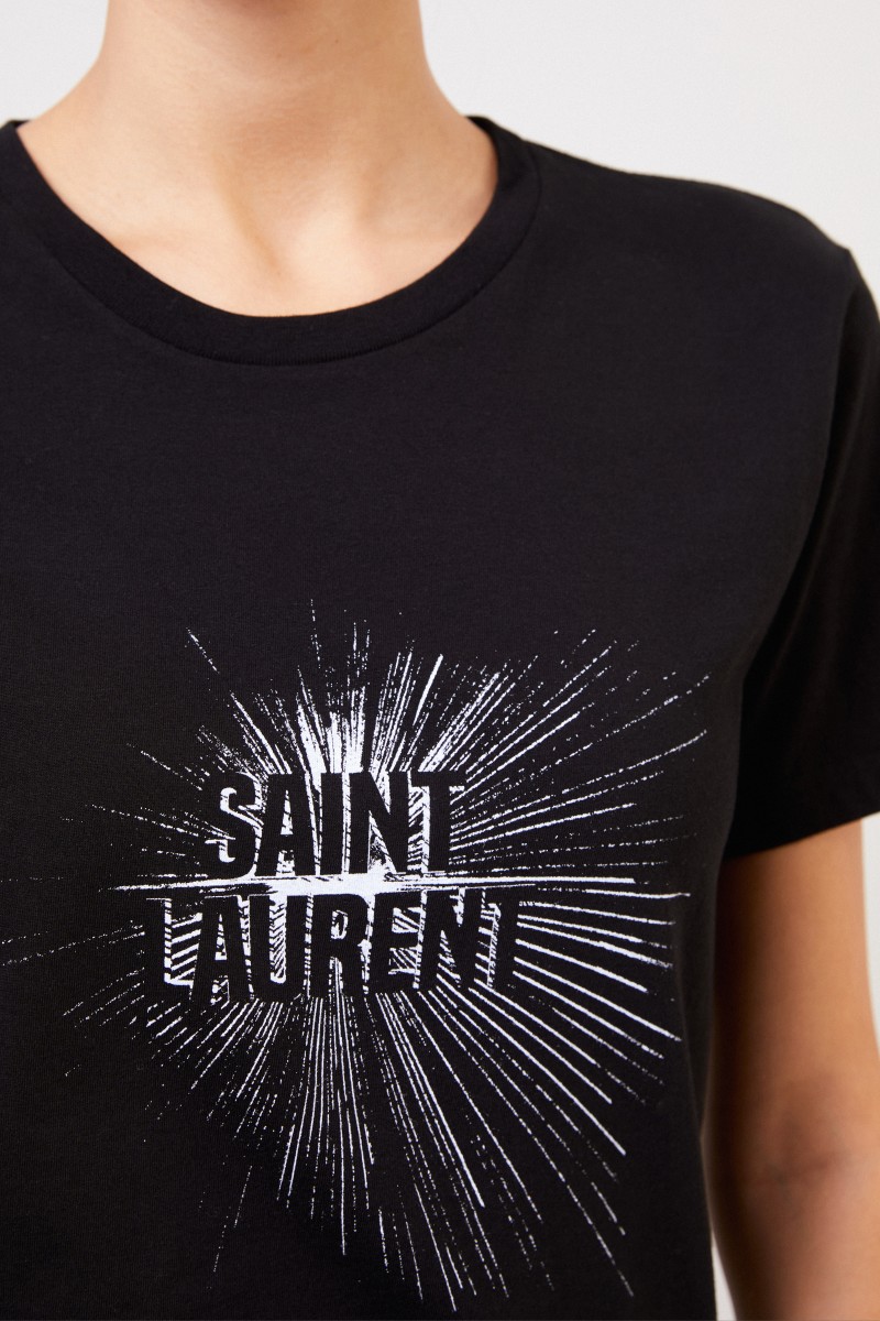 Baumwoll-Shirt mit Logo-Print Schwarz/Weiß