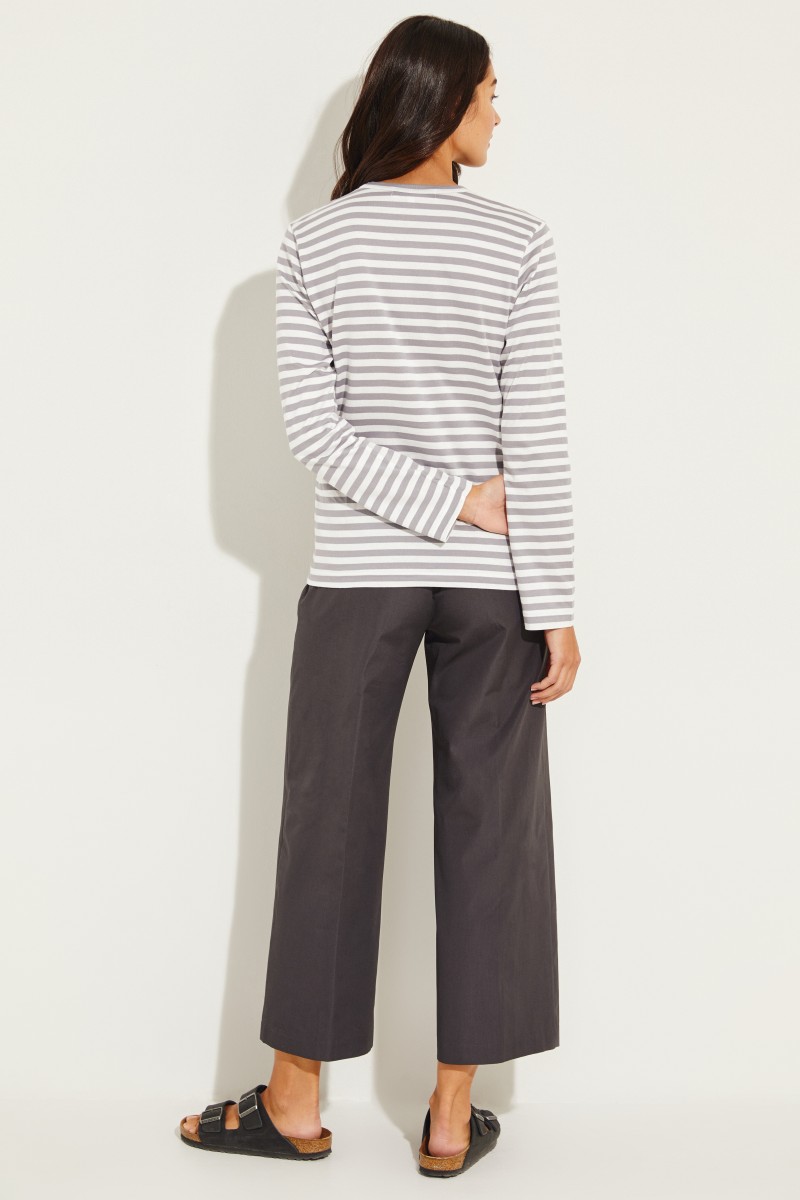 Gestreiftes Longsleeve Grau/Weiß