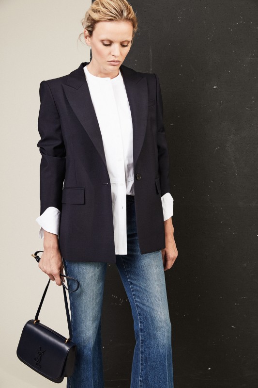 Mohair-Woll-Blazer in Blau