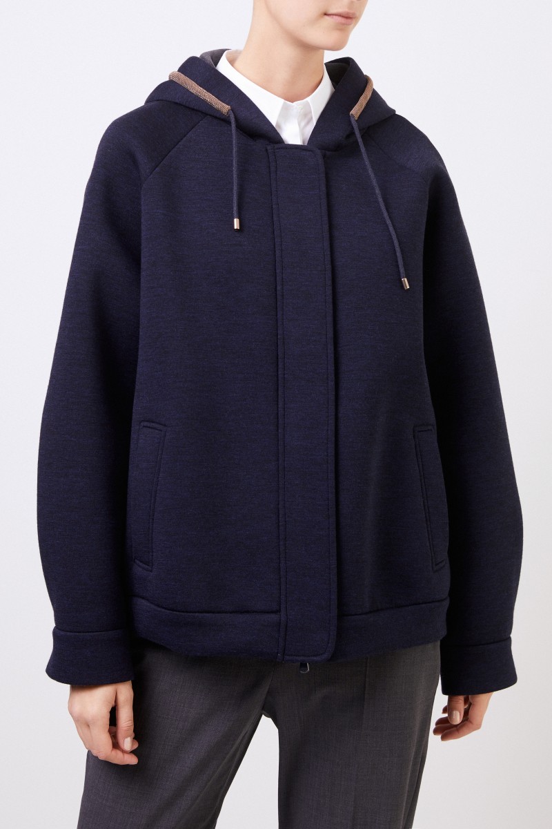 Woll-Jacke mit Perlenverzierung Marineblau