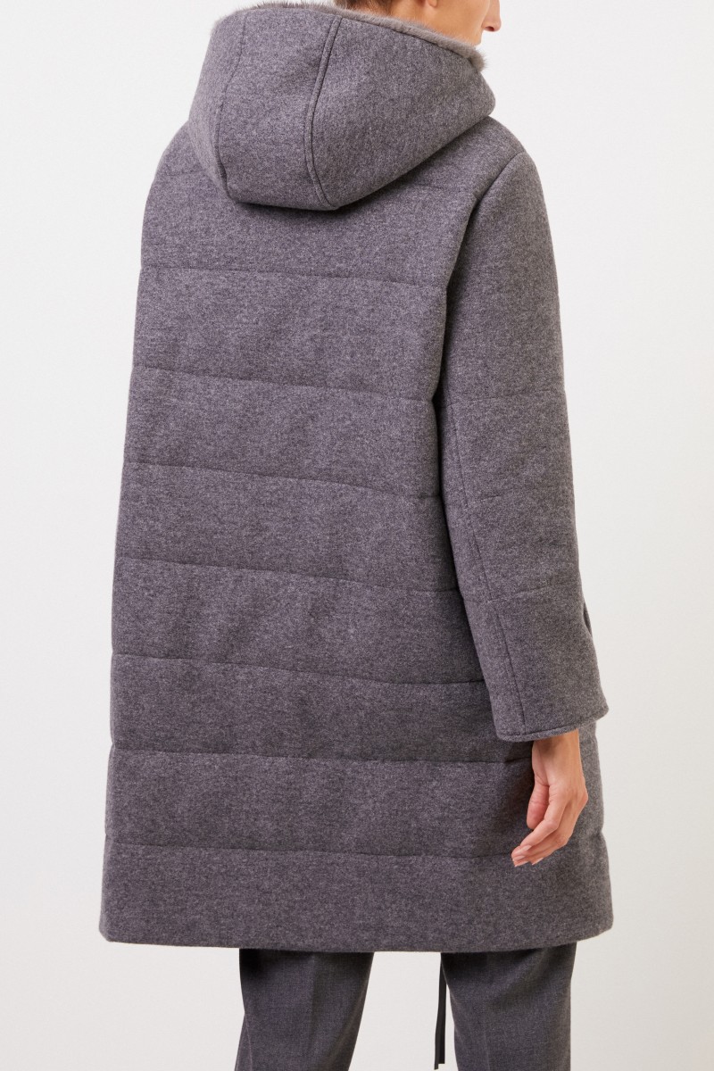 Agnona Cashmere-Mantel mit Kapuze Dunkelgrau