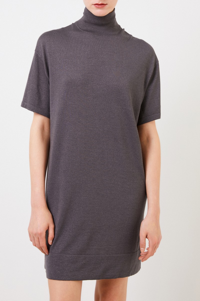 Cashmere-Seiden Strickkleid Grau