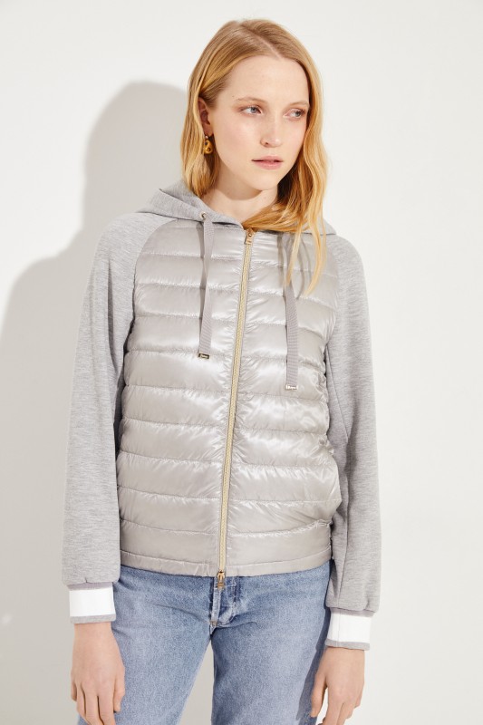 Daunenjacke mit Sweatdetails Taupe/Grau