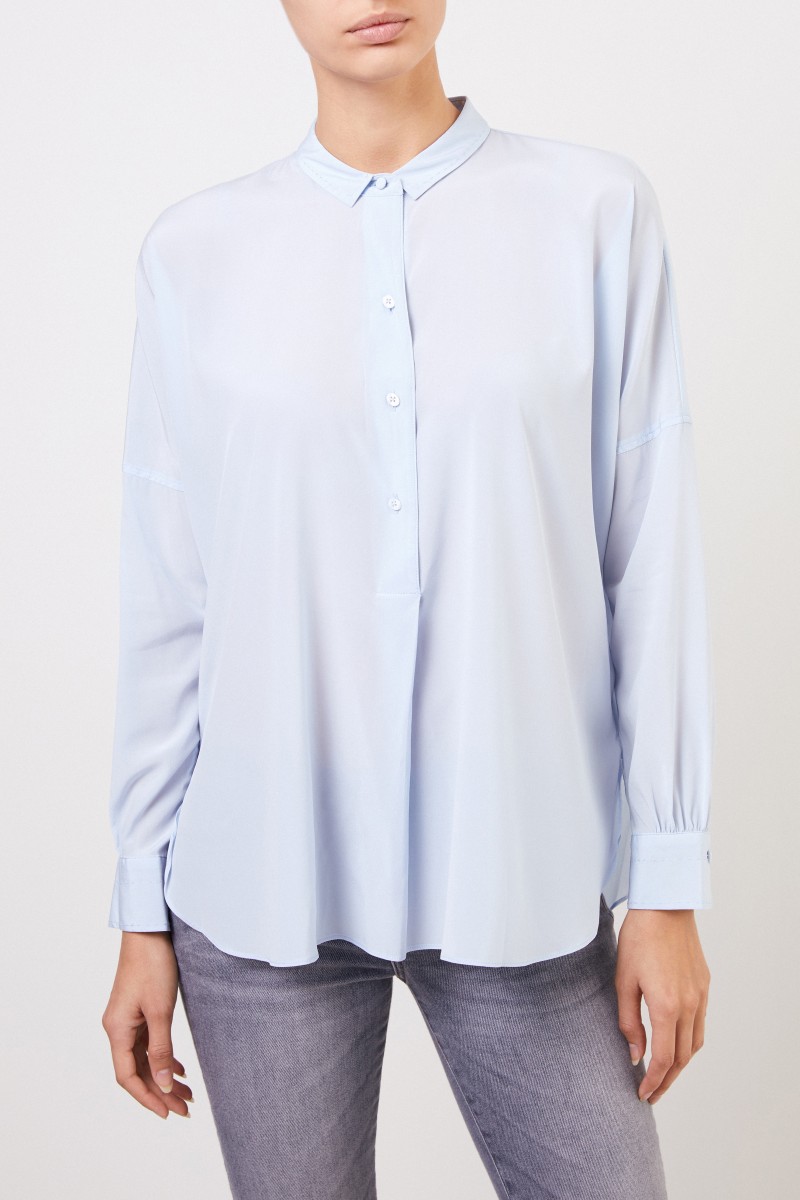 Steffen Schraut Seiden-Bluse mit Detail Hellblau