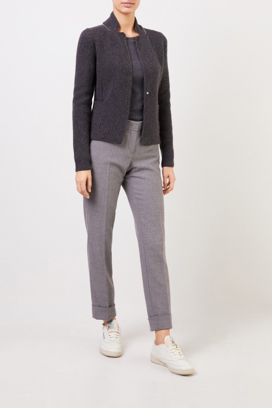 Fabiana Filippi Woll-Seiden-Blazer mit Perlenverzierung Grau