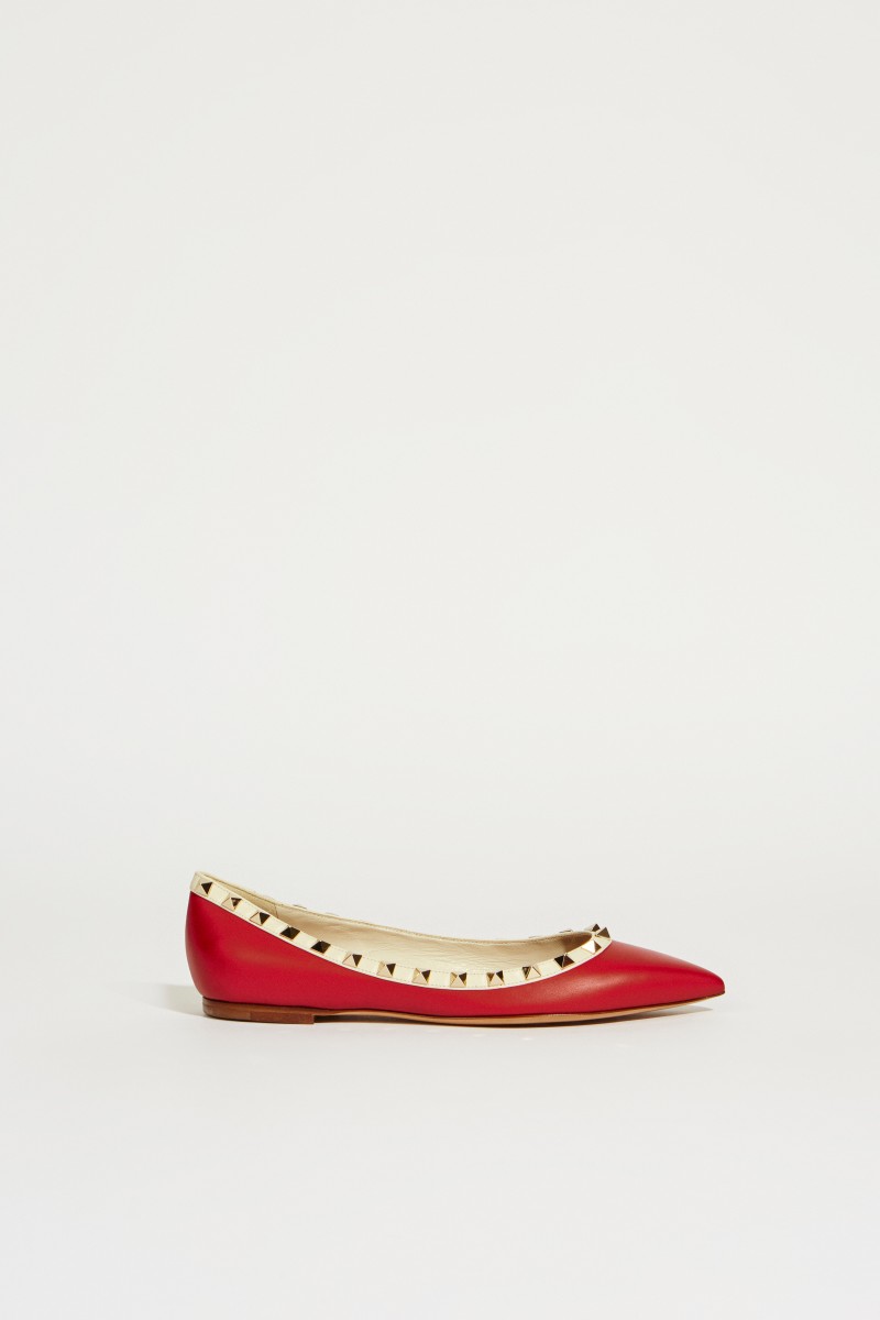 Nietenbesetzte Flats 'Rockstud' Rot