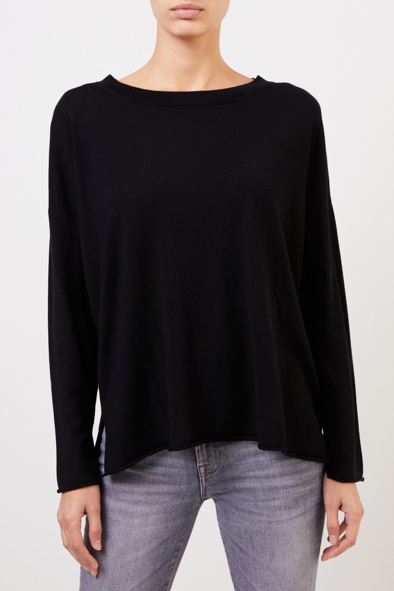 Allude Feiner Woll-Pullover Schwarz