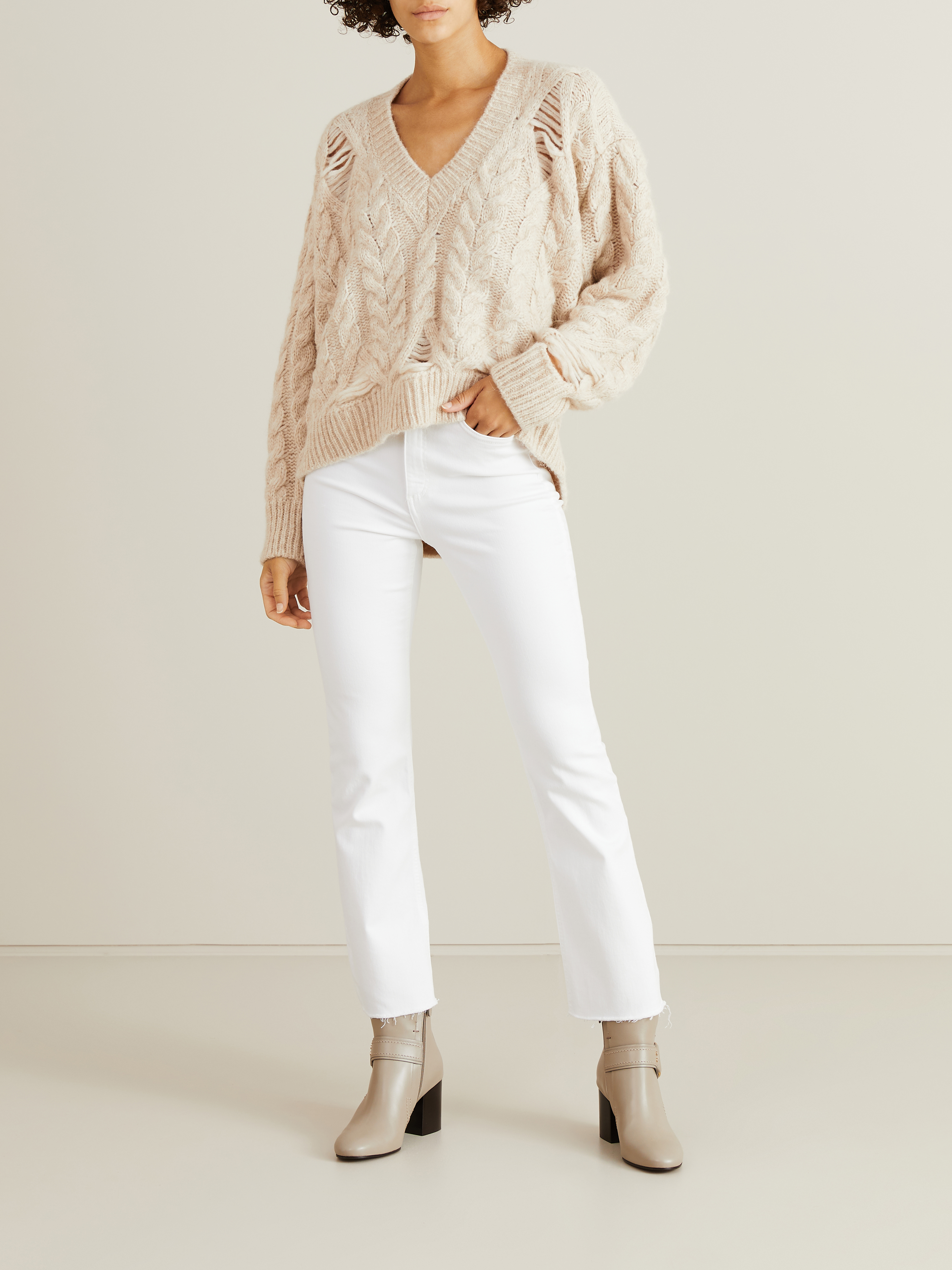 white ankle flare jeans