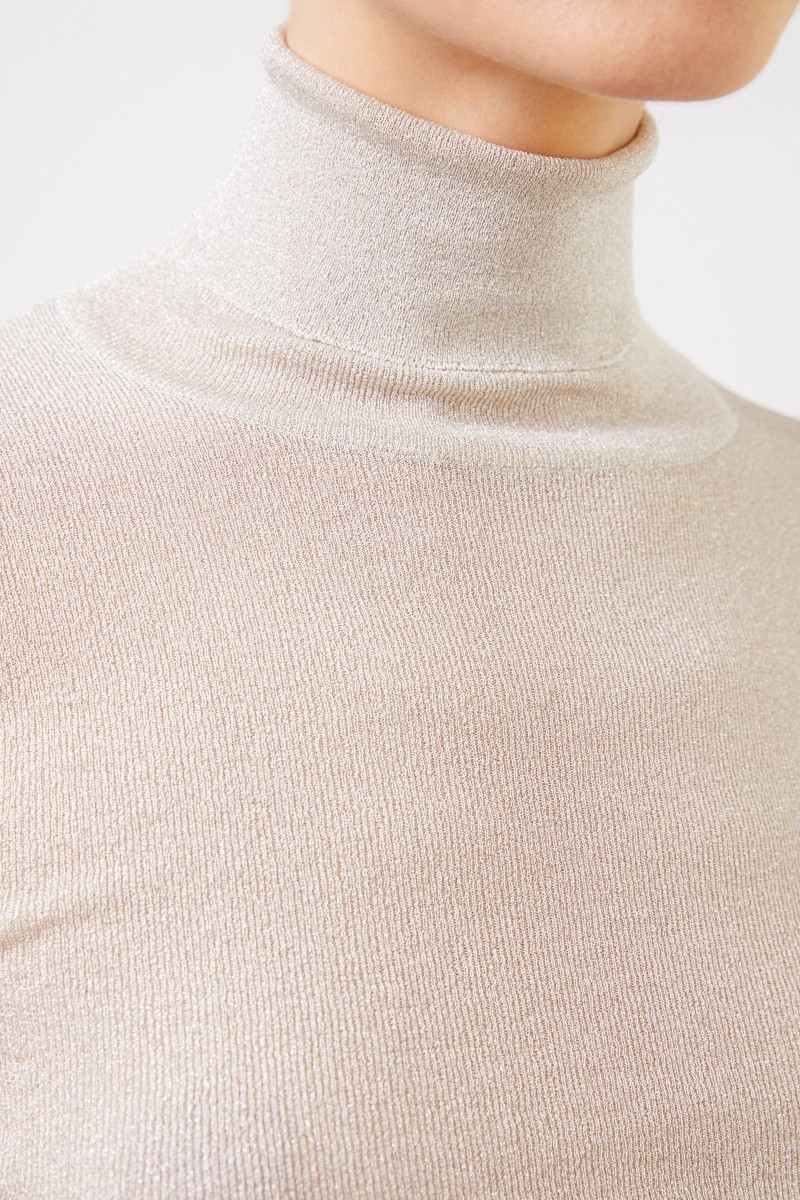 Brunello Cucinelli Rollkragenpullover mit Lurexdetails Silber
