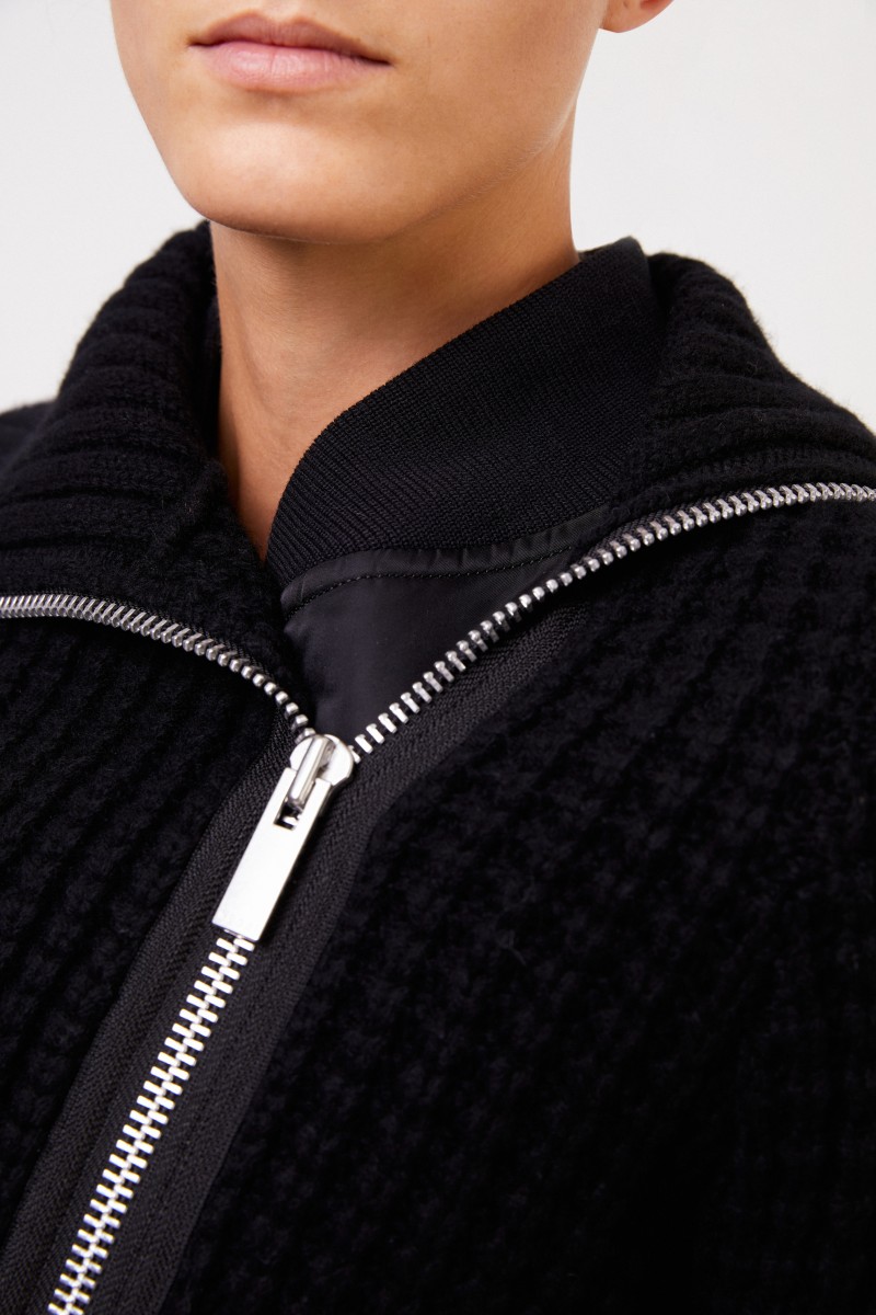 Sacai Bomber-Wolljacke Schwarz