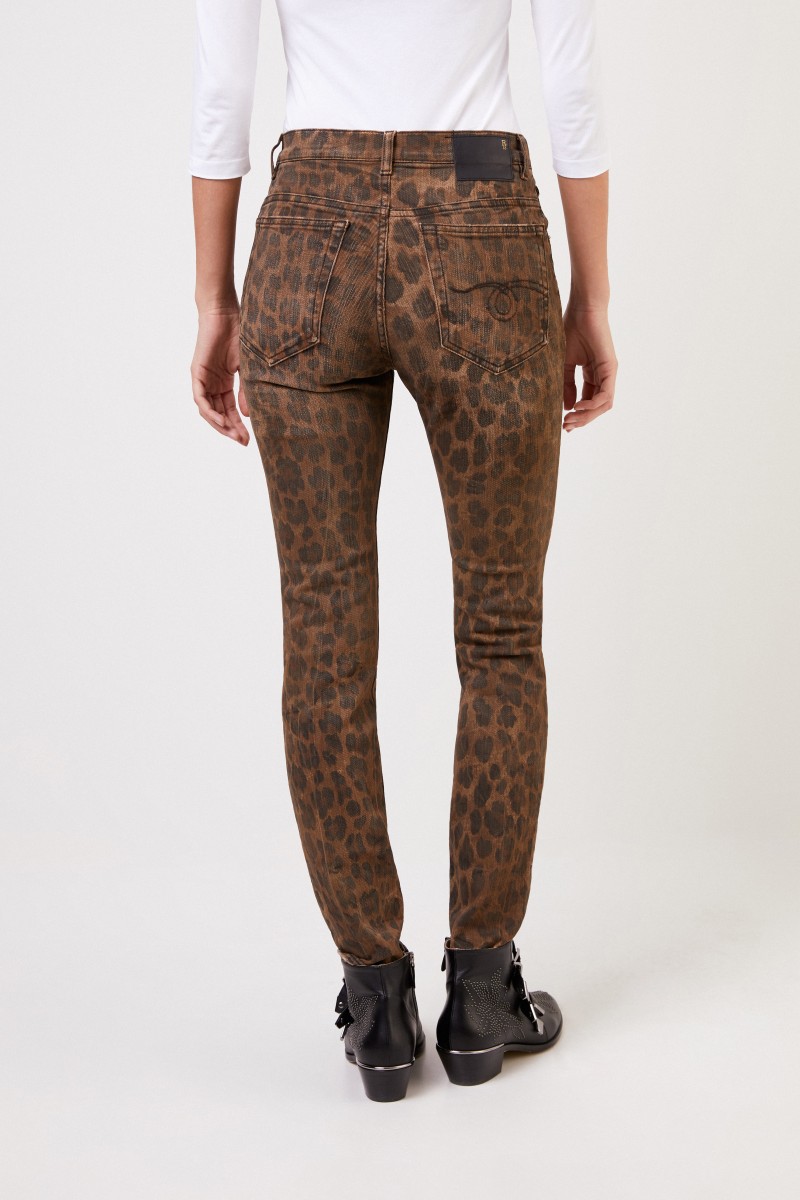 R13 Skinny Jeans 'High Rise Skinny' Leopard