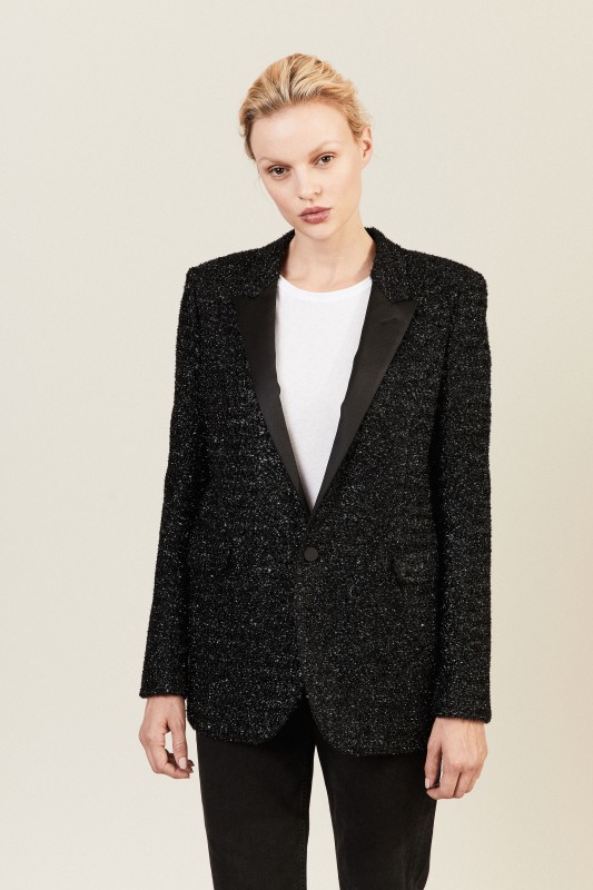 Strukturierter Blazer aus schwarzem Lurex Schwarz