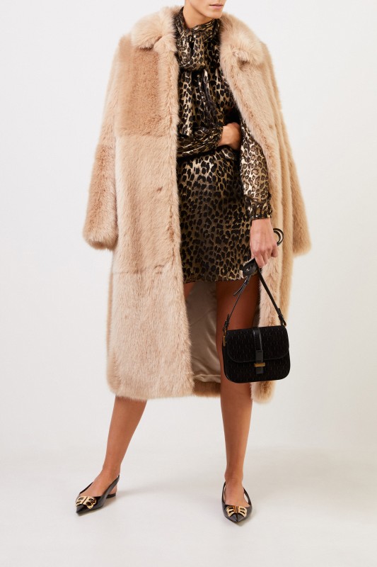 Stella McCartney Langer Kunstfell-Mantel Beige
