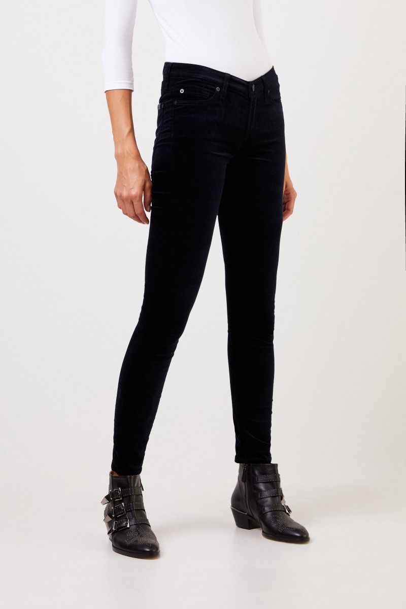 7 for all mankind Samt-Jeans 'The Skinny' Marineblau