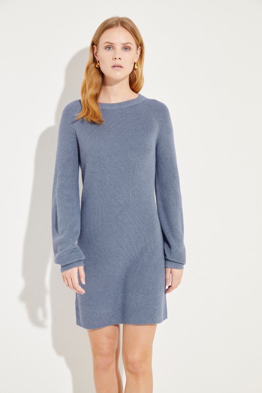 Seiden-Cashmere-Kleid Blau