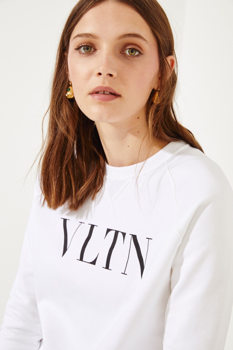 Sweatshirt 'VLTN' Weiß/Schwarz