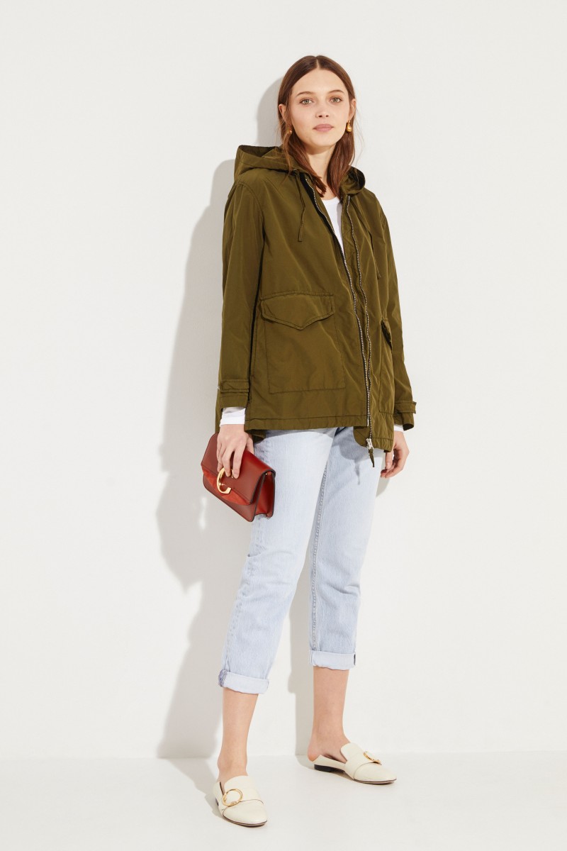 Ausgestellter Parka mit Kapuze Oliv