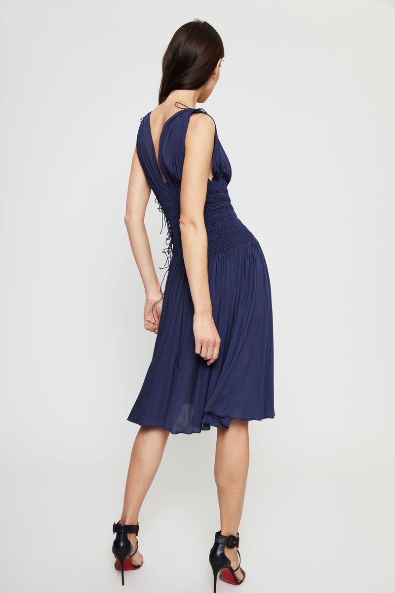 Cupro-Kleid mit Schnürdetails Cobalt