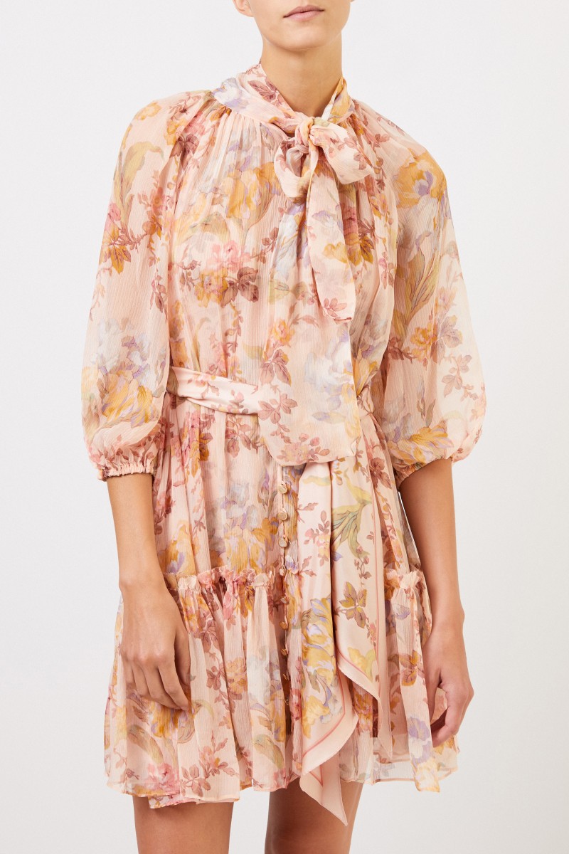 Zimmermann Zweiteiliges Seidenkleid mit floralem Print Multi