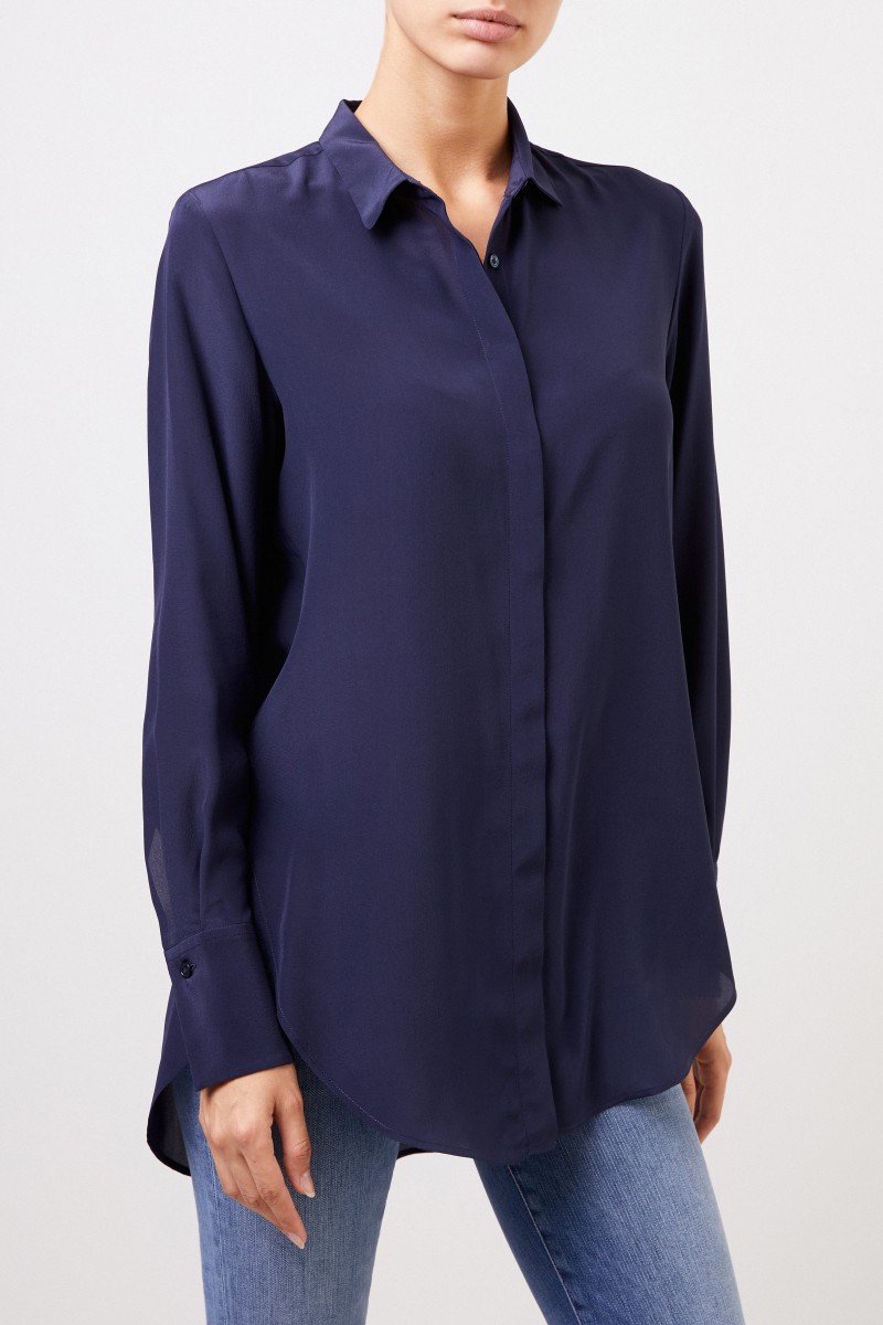 Seiden-Bluse "Cloes" in Duneklblau