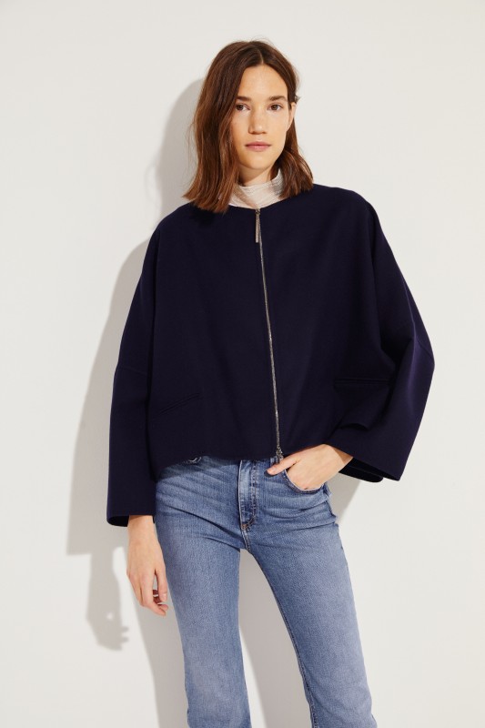 Oversize Wolljacke Marineblau