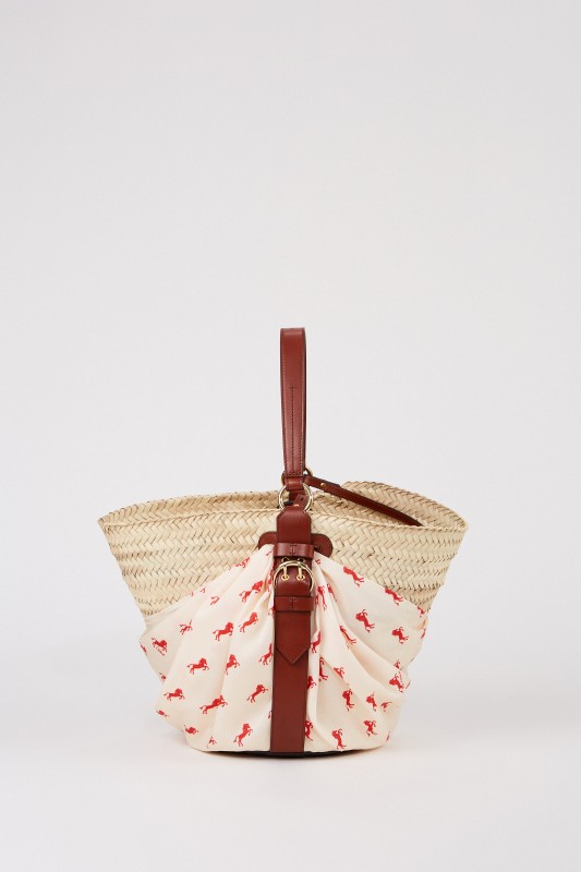 Korb-Tasche mit Tuch-Detail Multi