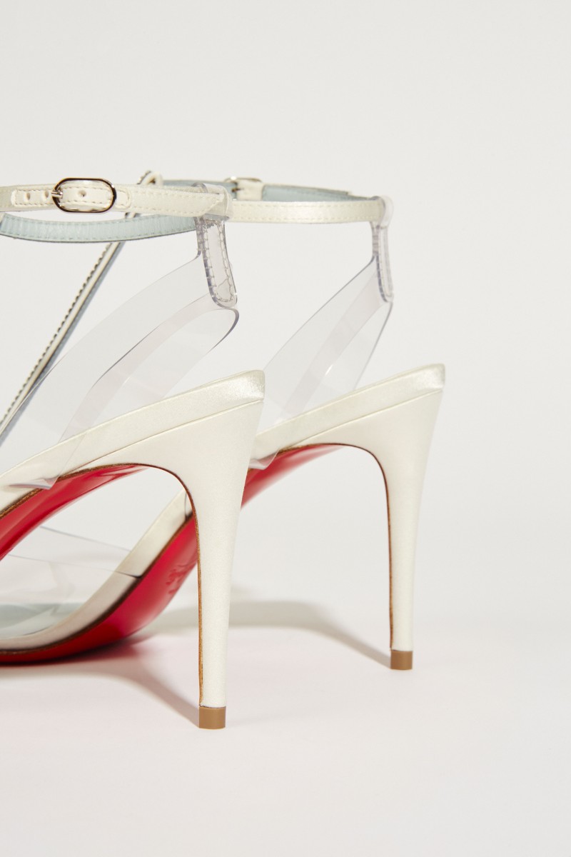 Satin-Pump ' Nosy Strass' Weiß
