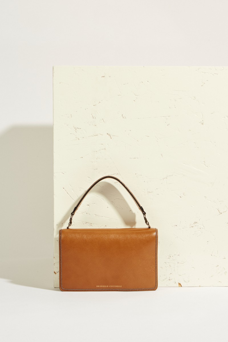 Tasche mit Perlenverzierung Braun