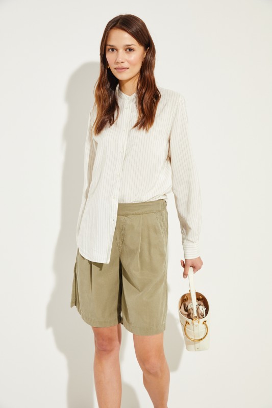 Gestreifte Bluse Grau/Weiß